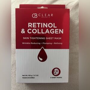 Clear beauty retinol and collagen skin tightening sheet mask set of 5 NWT